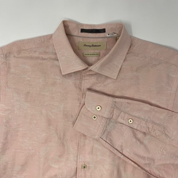 Tommy Bahama Men's Island Modern Fit Size Large Pink Floral Silk Button Up Shirt - Picture 1 of 8